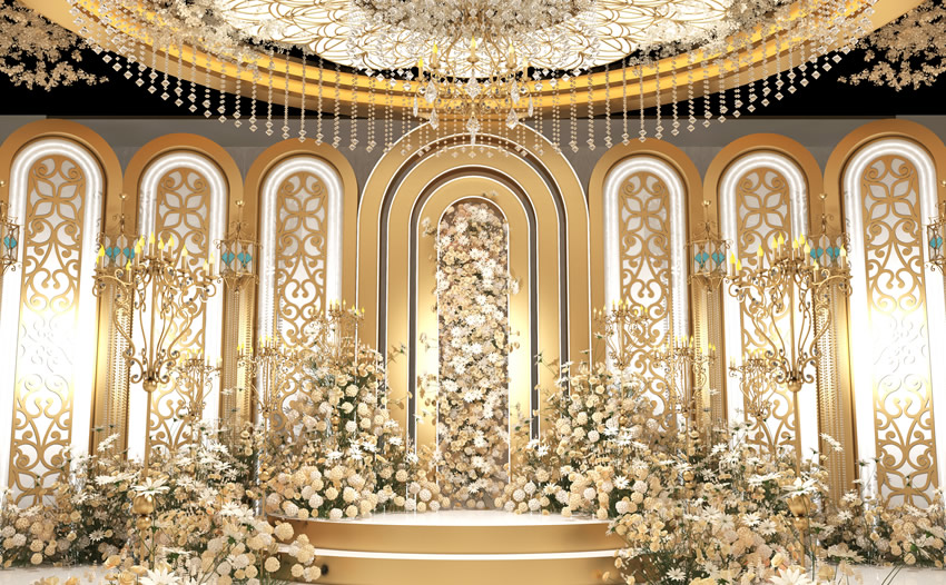 佛坪香槟色调婚礼堂效果展示